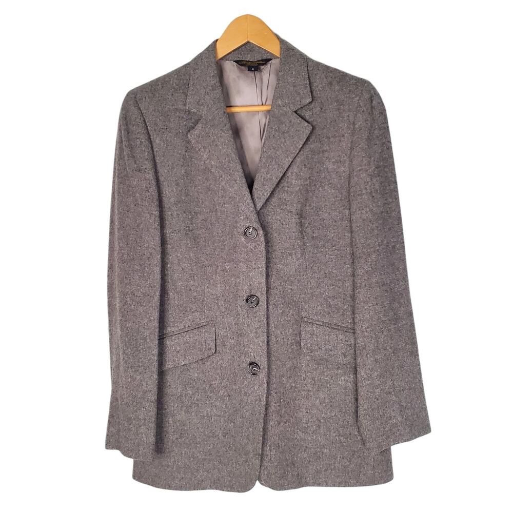 Brooks Brothers 100% Camelhair 3 Button Blazer Coat Gray USA Size 4 Career
